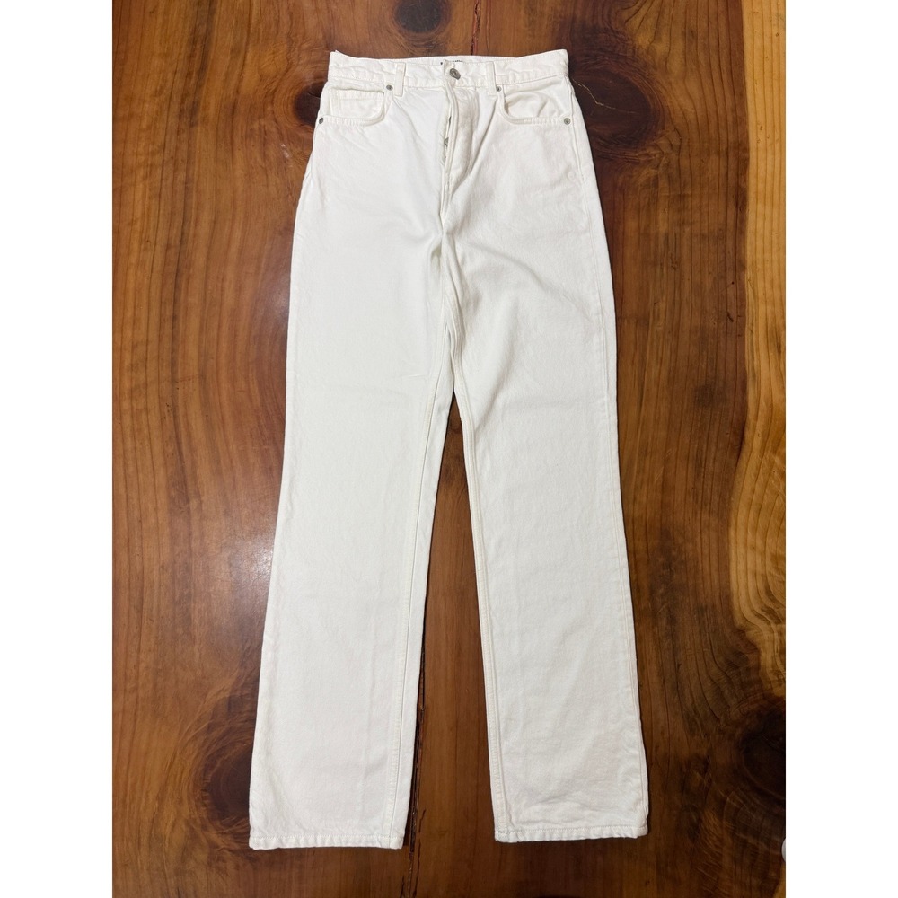 Reformation Women jeans 27 Cynthia High rise Straight Long Denim Button fly V2